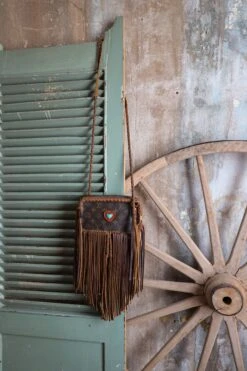 LEATHER AND VODKA MARLY CAMEL FRINGE 20CT KINGMAN TURQUOISE BAG -Steelers Style 0D6A0030