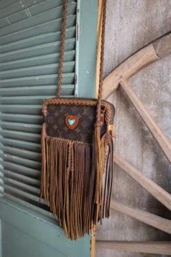 LEATHER AND VODKA MARLY CAMEL FRINGE 20CT KINGMAN TURQUOISE BAG -Steelers Style 0D6A0034