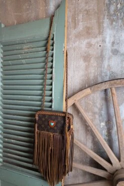 LEATHER AND VODKA MARLY CAMEL FRINGE 20CT KINGMAN TURQUOISE BAG -Steelers Style 0D6A0035