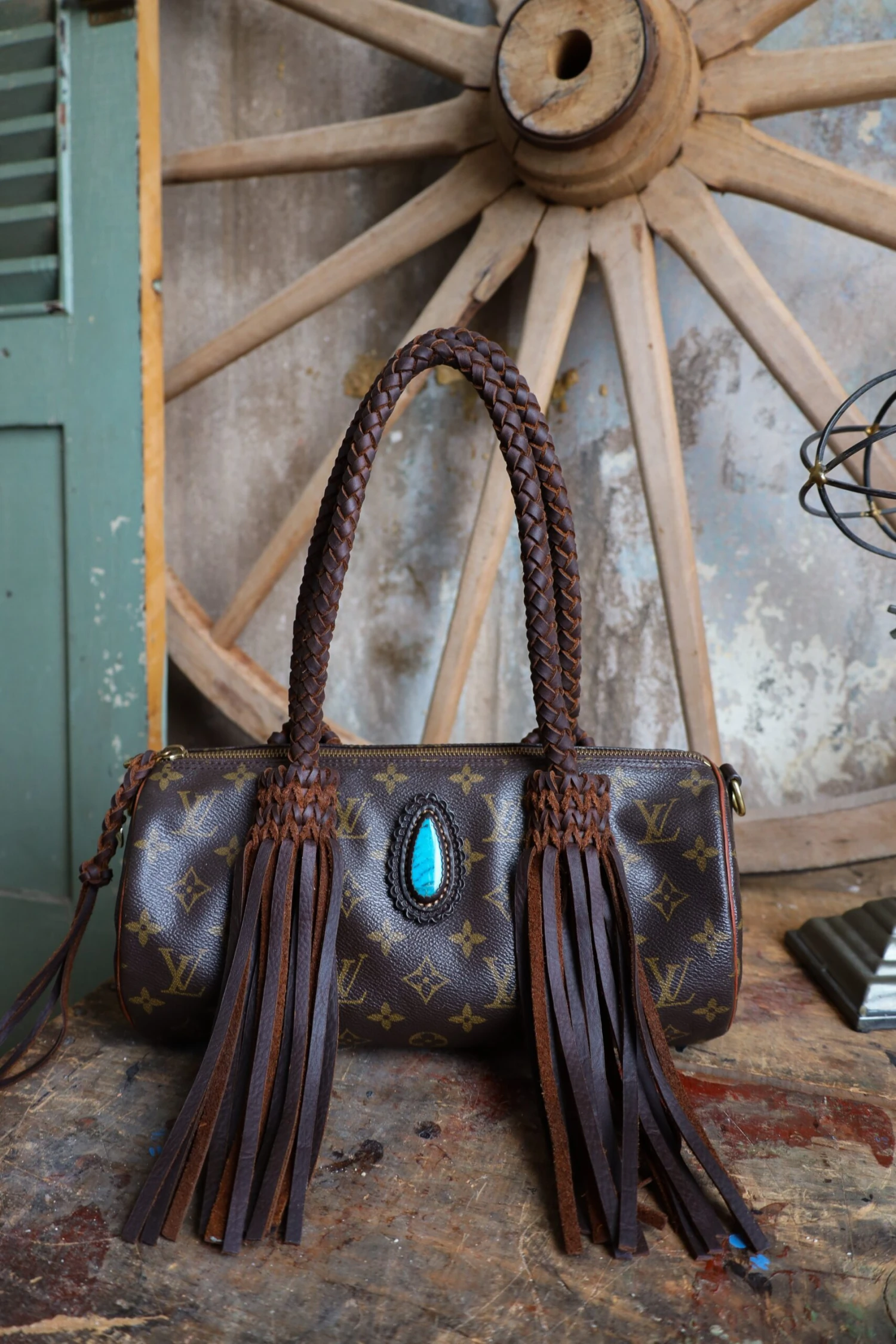 LEATHER AND VODKA PAPILLION PM CHOCOLATE 35CT BISBEE TURQUOISE BAG 1 LEATHER AND VODKA PAPILLION PM CHOCOLATE 35CT BISBEE TURQUOISE BAG