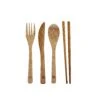 Rill Bamboo Travel Utensils: Chop Sticks, Spoon, Knife, Fork, Case With Carabiner