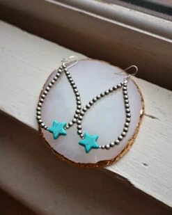 TURQUOISE STAR ON NAVAJO PEARL EARRING -Steelers Style 110 e4e80161 2481 4237 8c47 d4400cc9a348