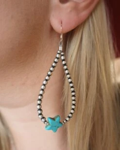 TURQUOISE STAR ON NAVAJO PEARL EARRING -Steelers Style 114 022eb56b e3f0 4508 b710 e5e6d4e9e866