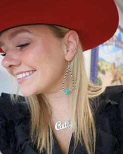 TURQUOISE STAR ON NAVAJO PEARL EARRING -Steelers Style 116 ef9a7df5 4abb 4665 9e27 01af8ce6456c