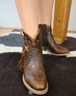 Corral Boots CIRCLE G BY CORRAL WOMEN'S STARS AND FRINGE BOOTIE -Steelers Style 163 ccec54ae fed6 4eff 9733 5134f4ac141a