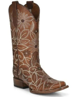 Corral Boots CIRCLE G BY CORRAL WOMEN'S FLORAL EMBROIDERY SQUARE TOE BOOT