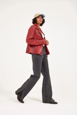 MAURITIUS WOMEN'S CHRISTY STAR WITH BUCKLES JACKET- RED -Steelers Style 20220712 01074