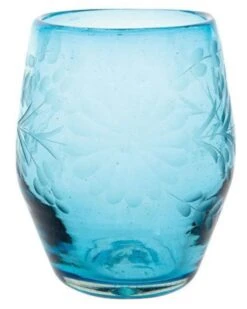 ROSE ANN HALL CONDESSA STEMLESS WINE GLASS- AQUA