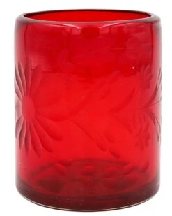 ROSE ANN HALL CONDESSA OLD FASHION GLASS- RED