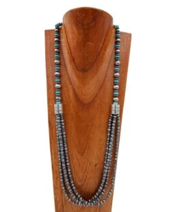 38" 4 STRAND TURQUOISE NAVAJO PEARL NECKLACE