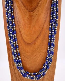 26-28" 5 STRAND LAPIS & NAVAJO PEARL NECKLACE -Steelers Style 277