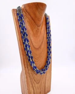 26-28" 5 STRAND LAPIS & NAVAJO PEARL NECKLACE -Steelers Style 278