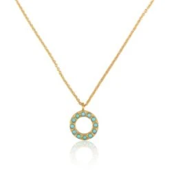 CHRISTINA GREENE TURQUOISE CIRCLE PENDANT NECKLACE