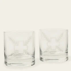 JAN BARBOGLIO IMPERIO ENGRAVED SET OF 2 GLASSES