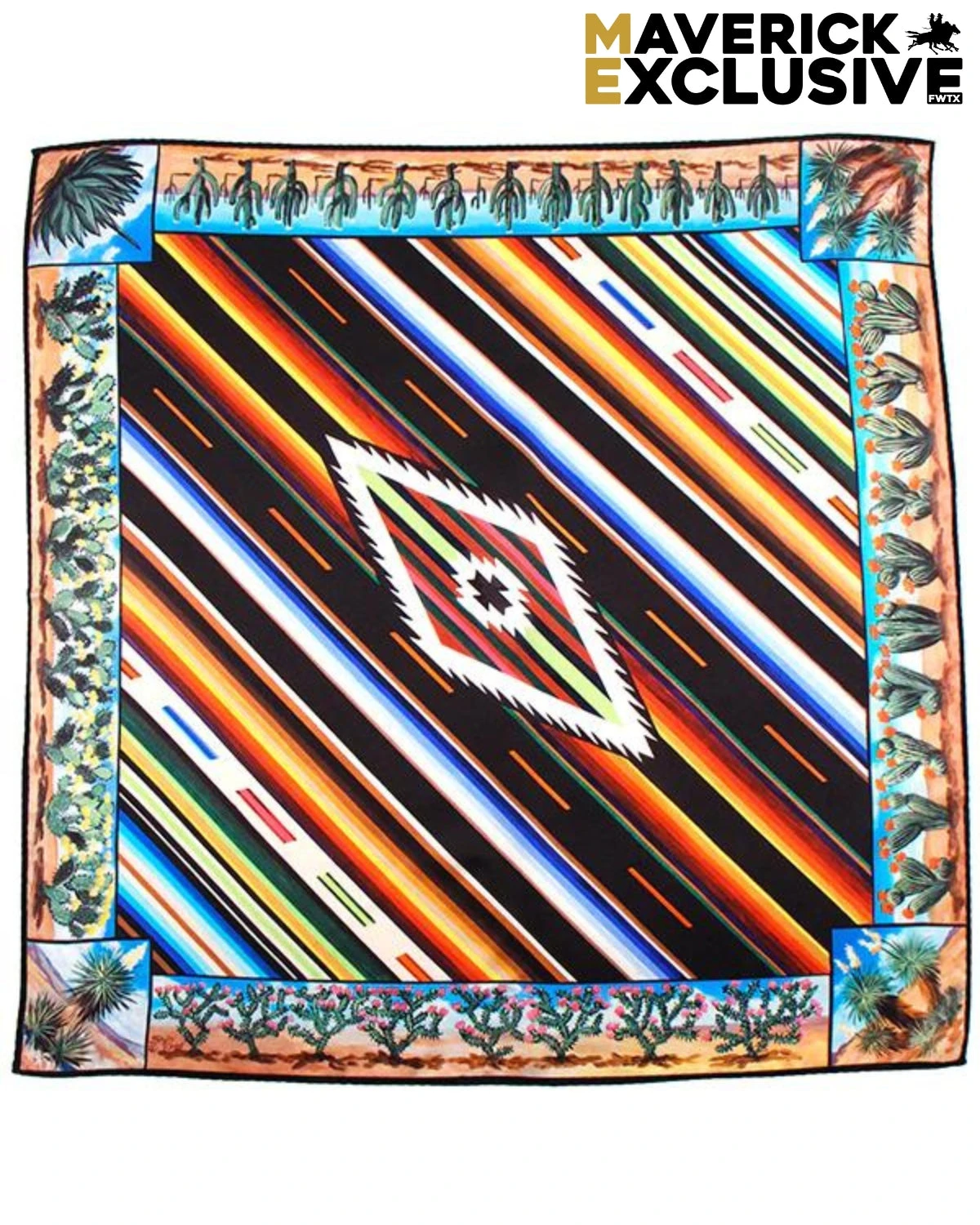 MAVERICK CUSTOM SERAPE AND CACTUS SILK SCARF SMALL 1 MAVERICK CUSTOM SERAPE AND CACTUS SILK SCARF SMALL