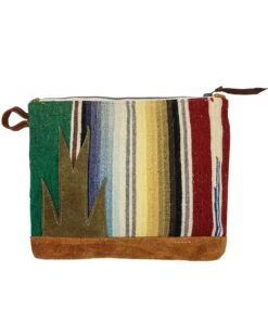 TOTEM SALVAGED ZIP SERAPE LEATHER APPLIQUE POUCH