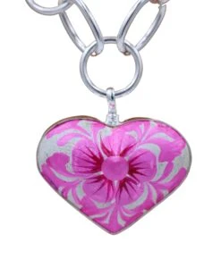 COREEN CORDOVA HEART PINK FLOWER PENDANT