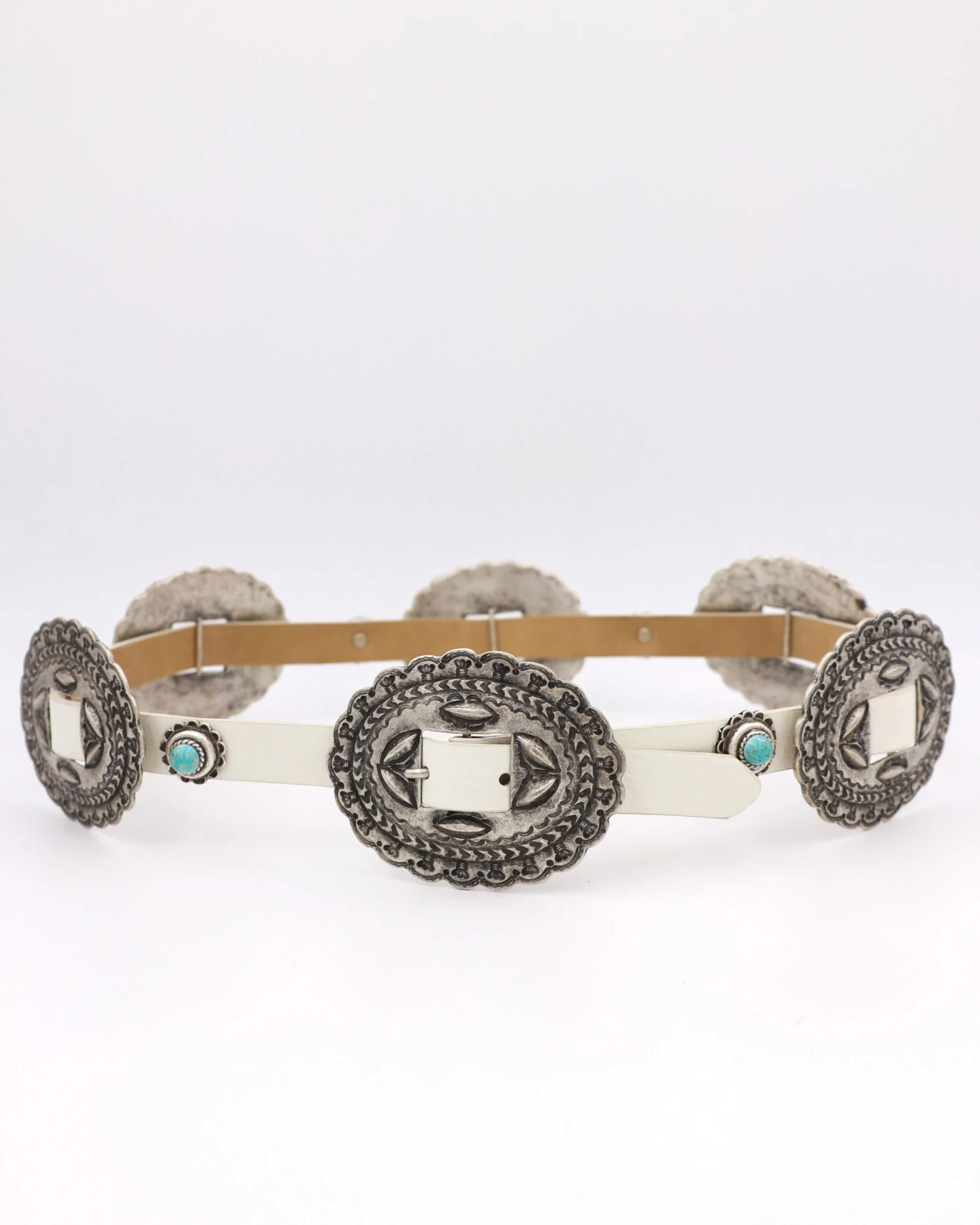 CONCHOS WITH TURQUOISE DOTS BELT 1 CONCHOS WITH TURQUOISE DOTS BELT