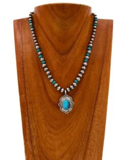 OVAL TURQUOISE NAVAJO PEARL WITH TURQUISE NECKLACE