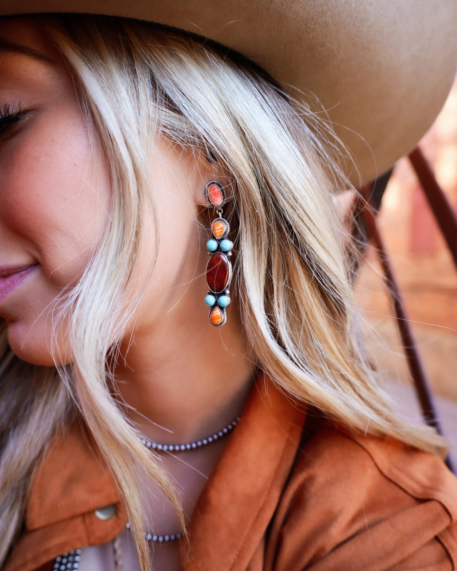 TURQUOISE AND SPINY OYSTER DROPS EARRINGS 1 TURQUOISE AND SPINY OYSTER DROPS EARRINGS