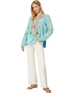 JOHNNY WAS Nalina Ruffle Scarf Back Blouse -Steelers Style 71x5inRDdoL. AC SR1472 1840