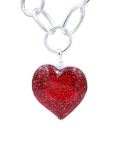COREEN CORDOVA RED SPARKLE HEART PENDANT