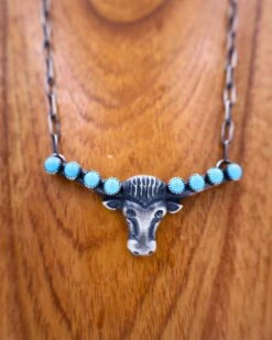 LONGHORN WITH TURQUOISE HORNS NECKLACE -Steelers Style 80 d9b37e75 d861 4c5f 9dc4 9547223a2475