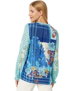 JOHNNY WAS Nalina Ruffle Scarf Back Blouse -Steelers Style 81Yhxw2ViML. AC SR1472 1840