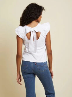 NATION AUDRA BUBBLE SLEEVE TOP