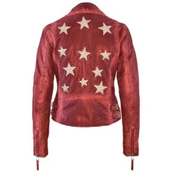 MAURITIUS WOMEN'S CHRISTY STAR WITH BUCKLES JACKET- RED -Steelers Style CHIRSTYRFREDback