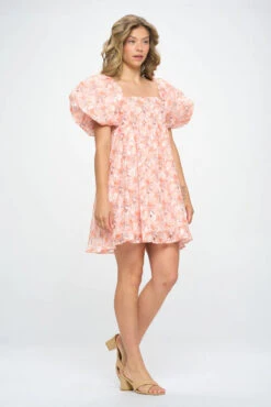 COLLETTA PUFFED SLEEVE BABY DOLL DRESS -Steelers Style CL 117