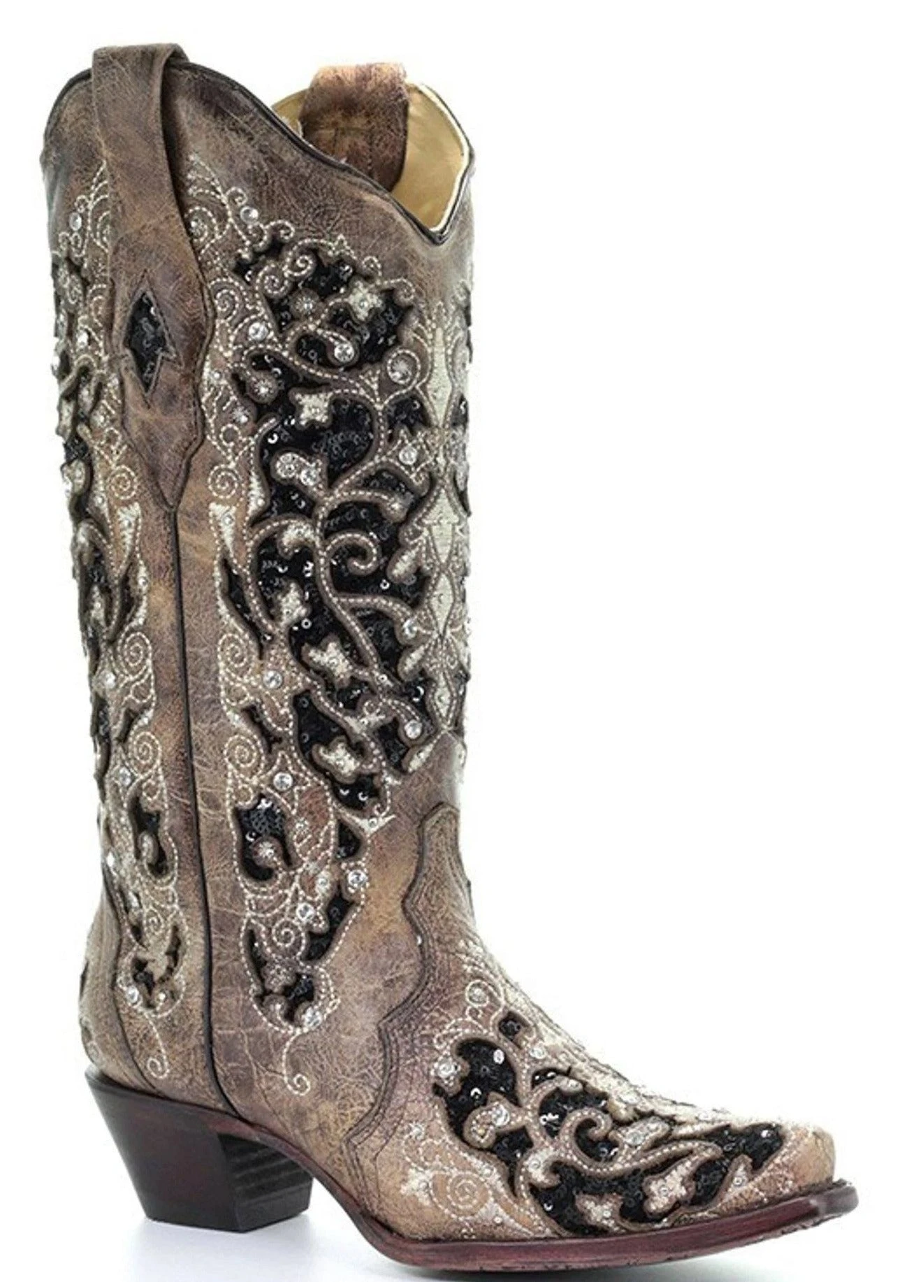 Corral Boots CORRAL WOMEN'S INLAY EMBROIDERED STUDDED CRYSTAL BOOT 1 Corral Boots CORRAL WOMEN'S INLAY EMBROIDERED STUDDED CRYSTAL BOOT