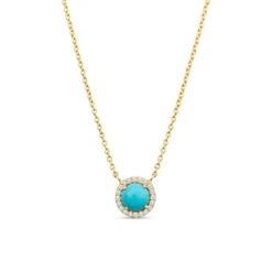 CHRISTINA GREENE AUBREY 14K GOLD TURQUOISE NECKLACE WITH WHITE DIAMONDS
