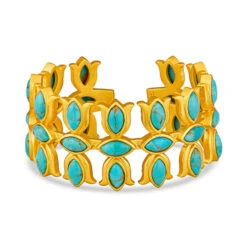 CHRISTINA GREENE FLOWER CROWN CUFF - TURQUOISE