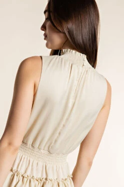 GLAM SLEEVELESS SMOCKING NECK DRESS -Steelers Style GD5769 r2