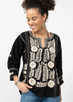 LONGSLEEVE EMBROIDERED BLOUSE -Steelers Style Gloria Black 3