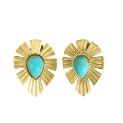CHRISTINA GREENE GOLD & BOLD STUD TURQUOISE EARRING