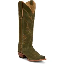 JUSTIN WOMEN'S CLARA OLIVE SUEDED BOOT -Steelers Style JST 001 VN4465