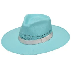 TWISTER LADIES TURQUOISE PINCH FRONT IVORY TRIM HAT