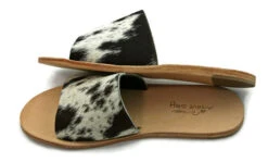 AGAVE SKY COWHIDE SLIDE SANDAL- SALT & PEPPER -Steelers Style Nadia Slides07 41010