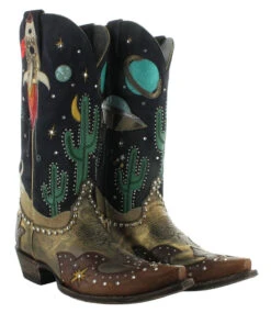 OLD GRINGO WOMEN'S GALACTIC BUCKAROO BOOTS -Steelers Style Old Gringo Galactic Buckaroo Blue Copper Boots L3576 1 Picture 44027