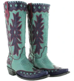 OLD GRINGO WOMEN'S MILES CITY BOOT -Steelers Style Old Gringo Miles City Boots Vesuvio Aqua L3575 2 Picture 89057