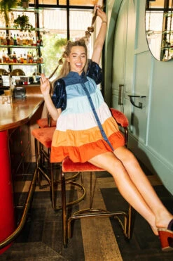 QUEEN OF SPARKLES SEQUIN SLEEVE TIERED DRESS