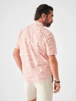 Faherty Short-Sleeve Stretch Playa Shirt -Steelers Style SP23 faherty mens MWS2306 CTP SS STRETCH PLAYA SHIRT CORAL TILE PRINT back 1 2000x edb689b4 8e8e 47a5 ad32 d1cbe8312f10