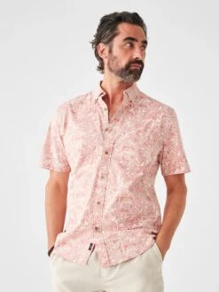 Faherty Short-Sleeve Stretch Playa Shirt -Steelers Style SP23 faherty mens MWS2306 CTP SS STRETCH PLAYA SHIRT CORAL TILE PRINT crop 1 2000x fb83c113 fee4 44d5 ae4f a3f015836a45