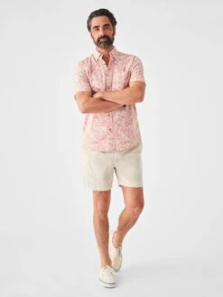 Faherty Short-Sleeve Stretch Playa Shirt -Steelers Style SP23 faherty mens MWS2306 CTP SS STRETCH PLAYA SHIRT CORAL TILE PRINT front 1 2000x 6603f598 ccfe 40b6 998f db2673811707