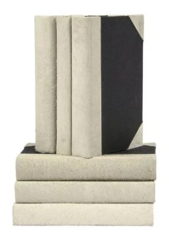 6 VOLUME WHITE HIDE BOOKS