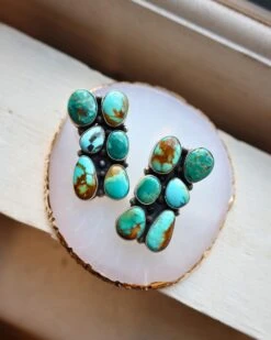 6 TURQUOISE CLUSTER POST EARRING