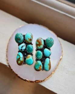 6 TURQUOISE CLUSTER POST EARRING -Steelers Style image 8a67e335 77c9 4dea b261 c187735a3e4d