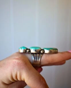 3 TURQUOISE STONES RING- SIZE 8 -Steelers Style image ab4046ee 3414 45f7 afdd b054091077da